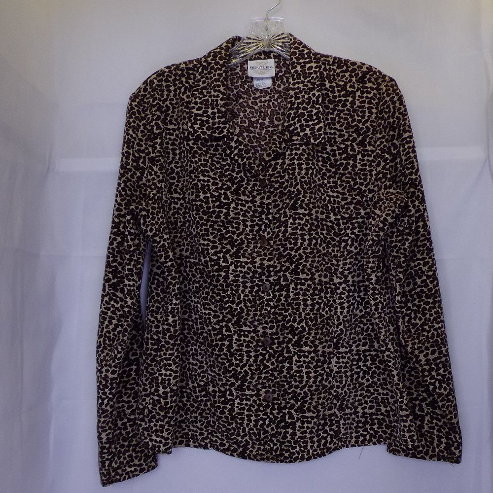 Bentley Cheetah Print Long Sleeve Button Up Blouse